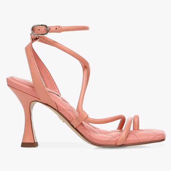 SAM EDELMAN Maven Strappy Heeled Square Toe SANDALS Size 8.5 Clay Pink Leather - Picture 5 of 11